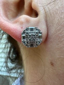 Moissanite 3D Iced 925 Silver Screwback Earrings 10mm Baguette Iced Mens Studs -Harlem Bling Shop harlembling moissanite 3d iced 925 silver screwback earrings 10mm baguette iced mens studs 00491.1683752200