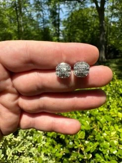 Moissanite 3D Iced 925 Silver Screwback Earrings 10mm Baguette Iced Mens Studs -Harlem Bling Shop harlembling moissanite 3d iced 925 silver screwback earrings 10mm baguette iced mens studs 12757.1683752323