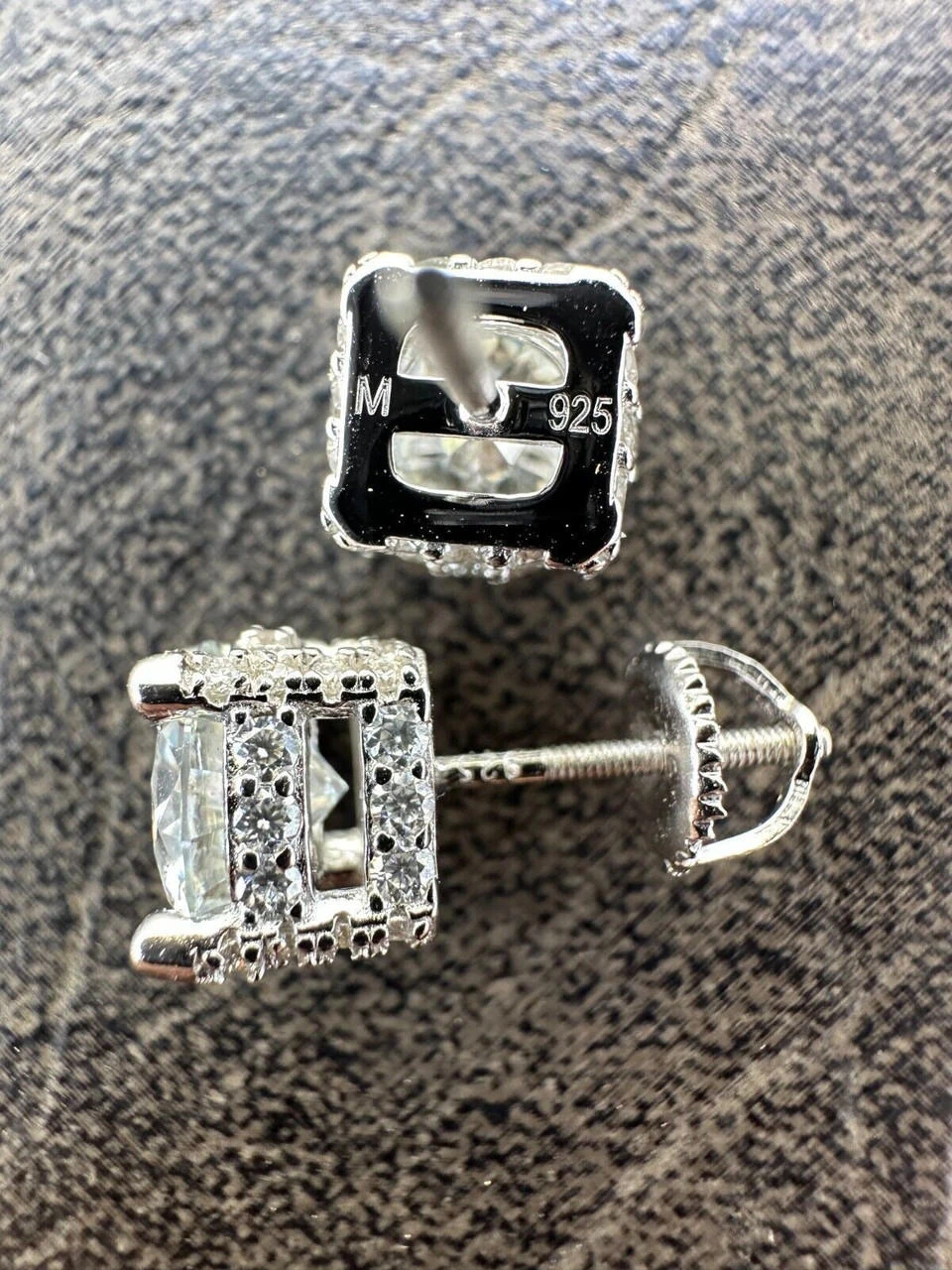 Moissanite 3D Iced Prong Solitaire Screwback Large Stud Earrings 925 Silver 8mm 7 Moissanite 3D Iced Prong Solitaire Screwback Large Stud Earrings 925 Silver 8mm - Image 5