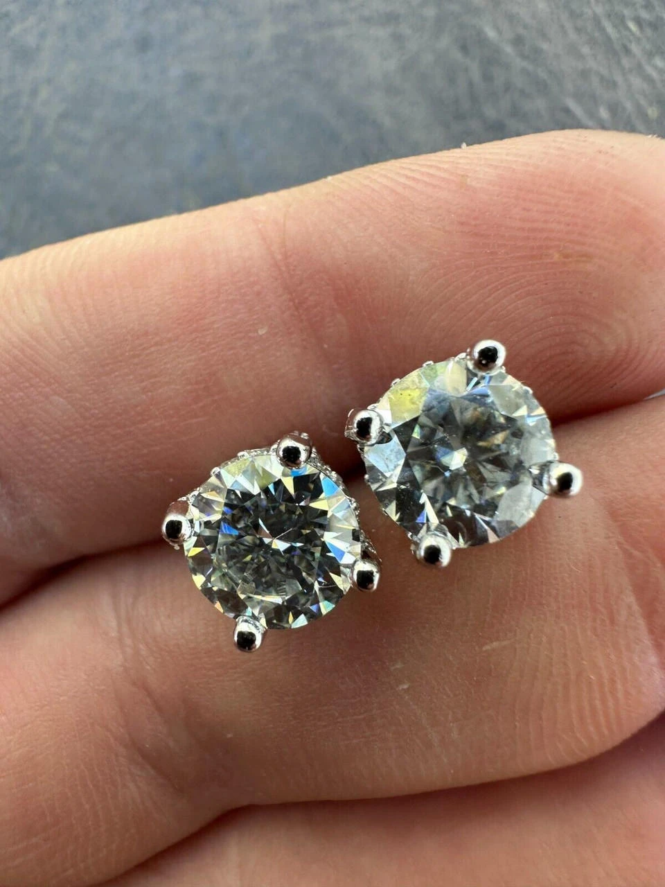 Moissanite 3D Iced Prong Solitaire Screwback Large Stud Earrings 925 Silver 8mm 12 Moissanite 3D Iced Prong Solitaire Screwback Large Stud Earrings 925 Silver 8mm - Image 10