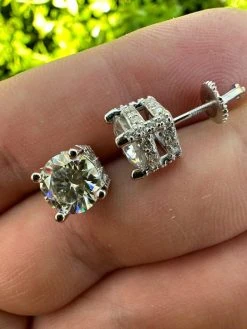 Moissanite 3D Iced Prong Solitaire Screwback Large Stud Earrings 925 Silver 8mm 33 Moissanite 3D Iced Prong Solitaire Screwback Large Stud Earrings 925 Silver 8mm -Harlem Bling Shop harlembling moissanite 3d iced prong solitaire screwback large stud earrings 925 silver 8mm 36967.1682454592