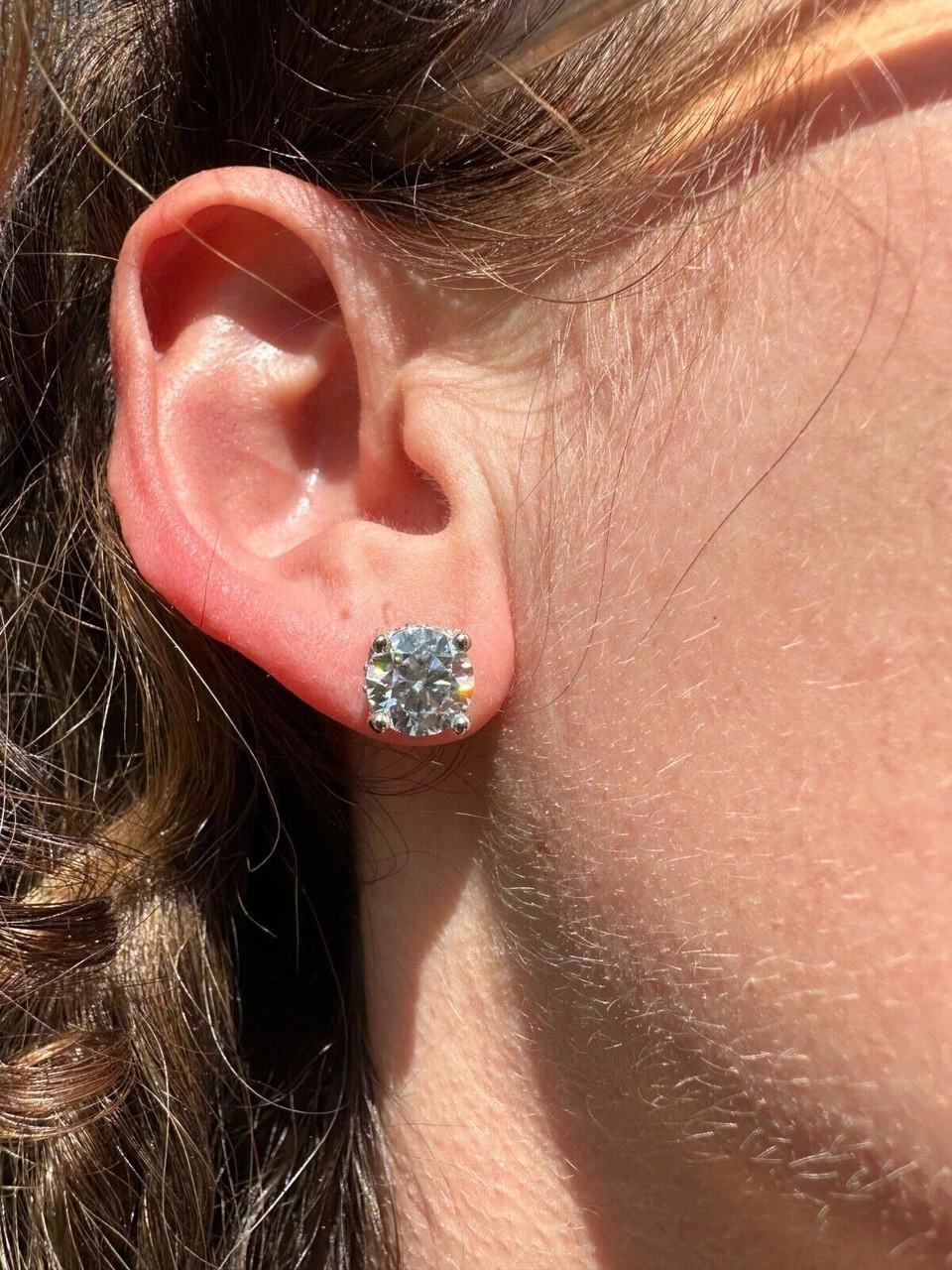 Moissanite 3D Iced Prong Solitaire Screwback Large Stud Earrings 925 Silver 8mm 8 Moissanite 3D Iced Prong Solitaire Screwback Large Stud Earrings 925 Silver 8mm - Image 6