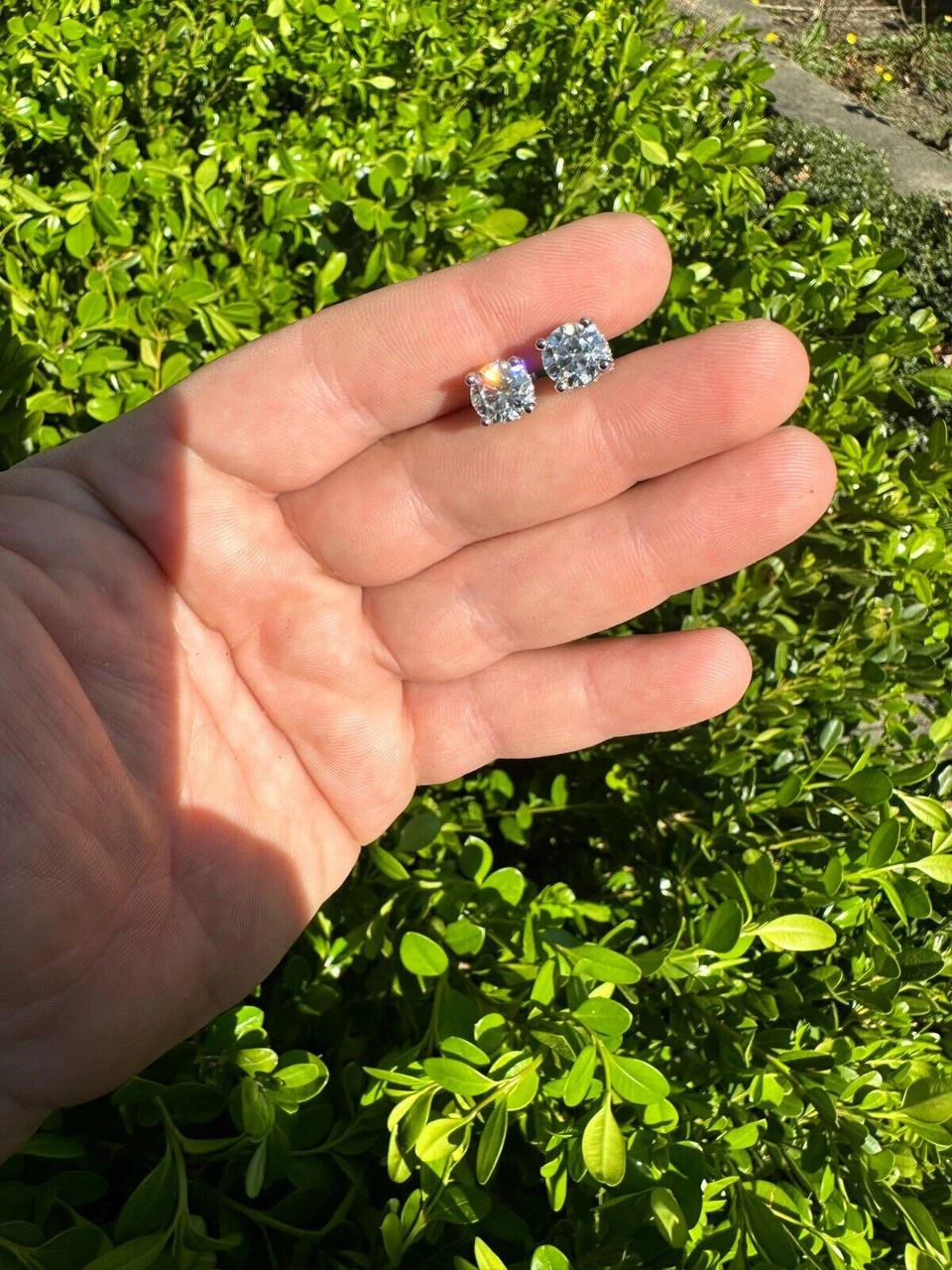 Moissanite 3D Iced Prong Solitaire Screwback Large Stud Earrings 925 Silver 8mm 22 Moissanite 3D Iced Prong Solitaire Screwback Large Stud Earrings 925 Silver 8mm - Image 20