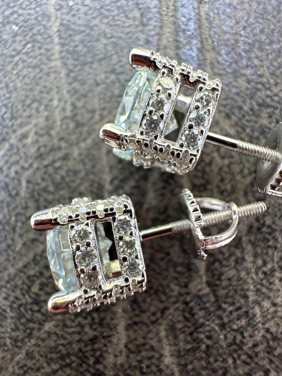 Moissanite 3D Iced Prong Solitaire Screwback Studs Earrings Real 925 Silver 5 Moissanite 3D Iced Prong Solitaire Screwback Studs Earrings Real 925 Silver - Image 3