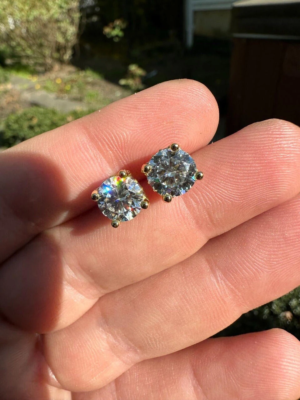 Moissanite 3D Iced Prong Solitaire Stud Earrings 14k Gold Plated 925 Silver 8mm 18 Moissanite 3D Iced Prong Solitaire Stud Earrings 14k Gold Plated 925 Silver 8mm - Image 16