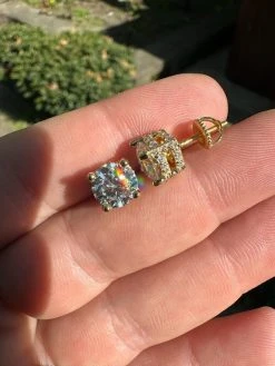 Moissanite 3D Iced Prong Solitaire Stud Earrings 14k Gold Plated 925 Silver 8mm 28 Moissanite 3D Iced Prong Solitaire Stud Earrings 14k Gold Plated 925 Silver 8mm -Harlem Bling Shop harlembling moissanite 3d iced prong solitaire stud earrings 14k gold plated 925 silver 8mm 66958.1682454505