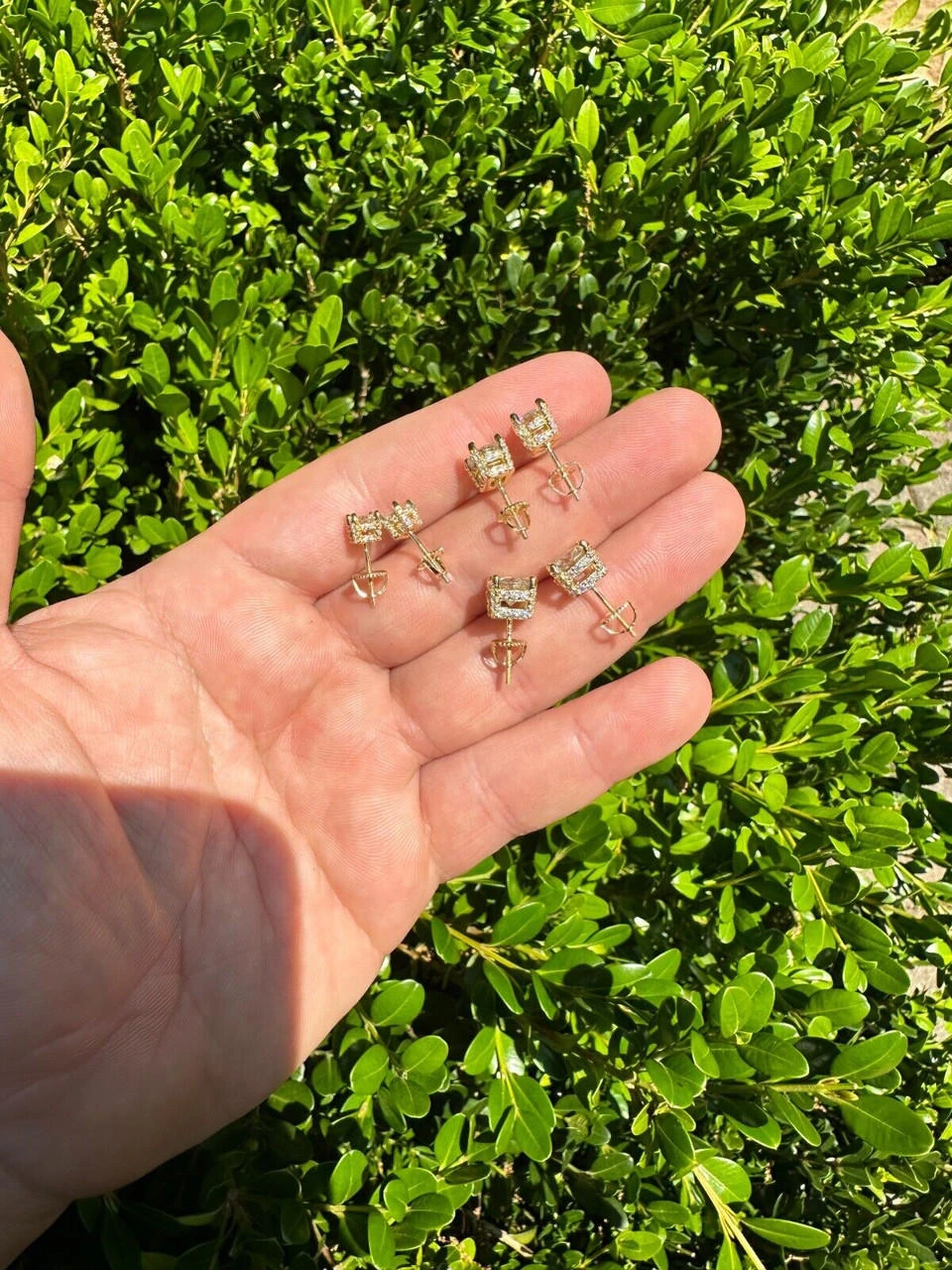 Moissanite 3D Iced Solitaire Screwback Stud Earrings Real 14k Gold Vermeil 925 Silver 8 Moissanite 3D Iced Solitaire Screwback Stud Earrings Real 14k Gold Vermeil 925 Silver - Image 6