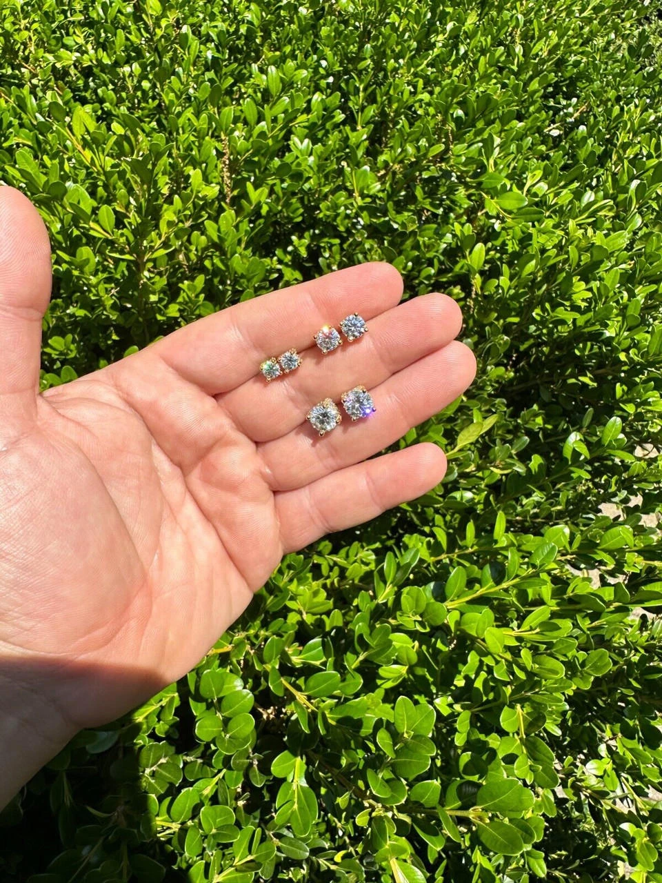 Moissanite 3D Iced Solitaire Screwback Stud Earrings Real 14k Gold Vermeil 925 Silver 7 Moissanite 3D Iced Solitaire Screwback Stud Earrings Real 14k Gold Vermeil 925 Silver - Image 5