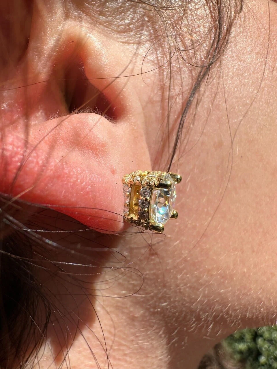 Moissanite 3D Iced Solitaire Screwback Stud Earrings Real 14k Gold Vermeil 925 Silver 18 Moissanite 3D Iced Solitaire Screwback Stud Earrings Real 14k Gold Vermeil 925 Silver - Image 16