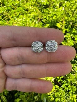 Moissanite 925 Silver 14k Gold Plated Ice Screwback Earrings 10mm Baguette Studs -Harlem Bling Shop harlembling moissanite 925 silver 14k gold plated ice screwback earrings 10mm baguette studs 40827.1683751974