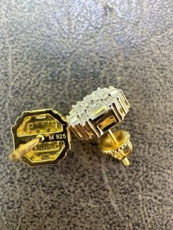 Moissanite 925 Silver 14k Gold Plated Ice Screwback Earrings 10mm Baguette Studs -Harlem Bling Shop harlembling moissanite 925 silver 14k gold plated ice screwback earrings 10mm baguette studs 63609.1683752060