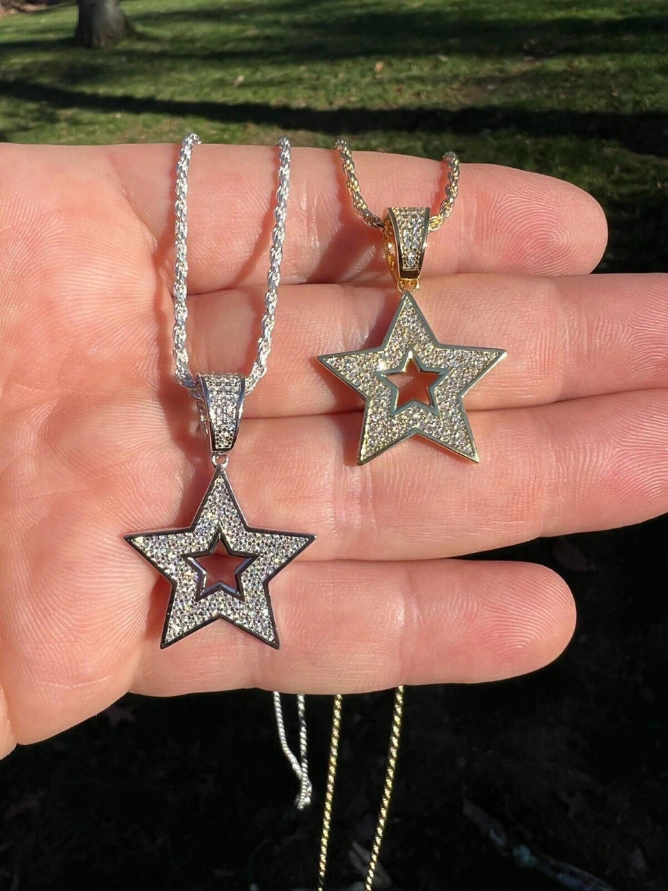 Moissanite 925 Silver /14k Gold Plated Iced Hip Hop Super Star Pendant Necklace 12 Moissanite 925 Silver /14k Gold Plated Iced Hip Hop Super Star Pendant Necklace - Image 10