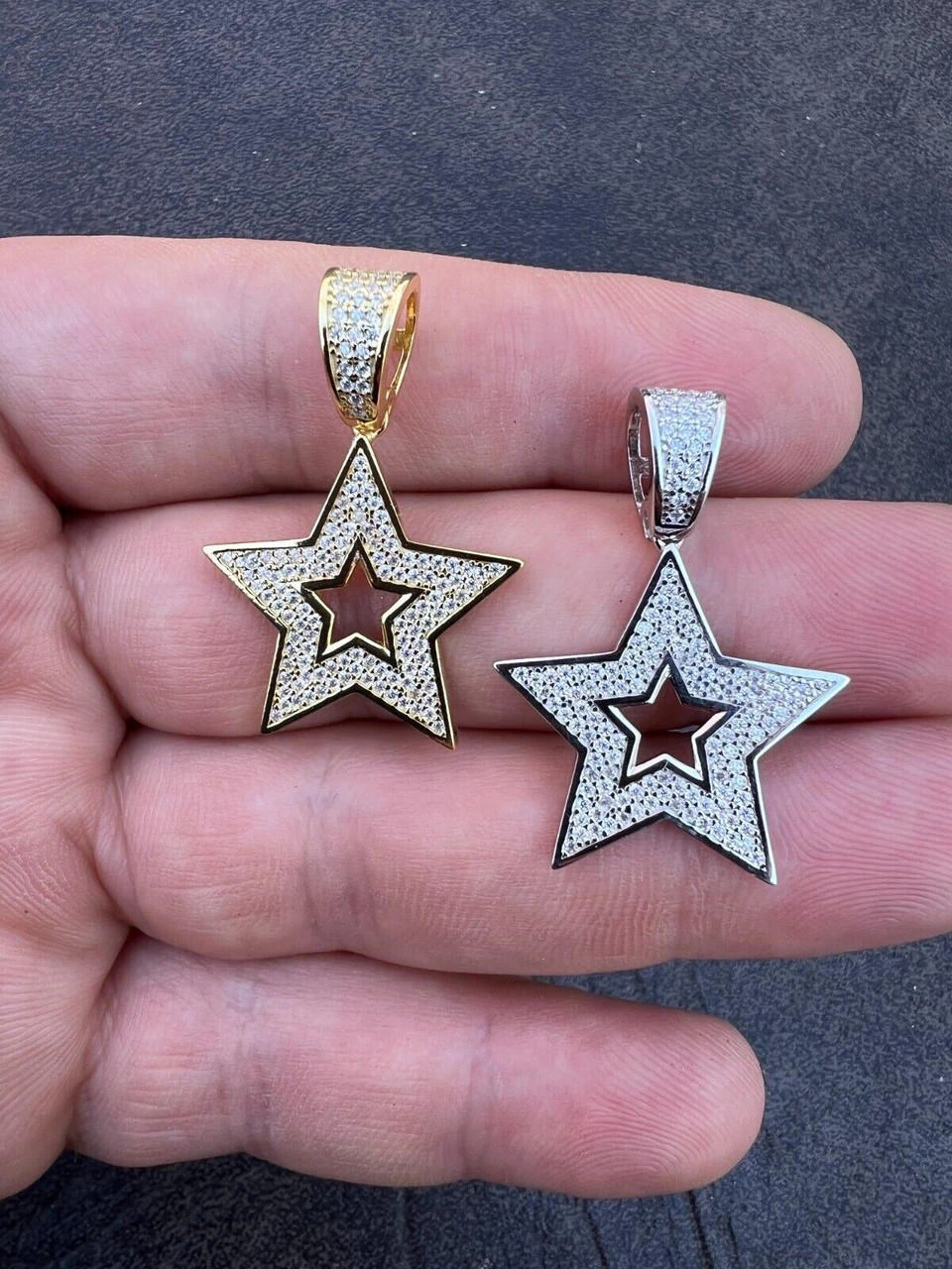 Moissanite 925 Silver /14k Gold Plated Iced Hip Hop Super Star Pendant Necklace 7 Moissanite 925 Silver /14k Gold Plated Iced Hip Hop Super Star Pendant Necklace - Image 5