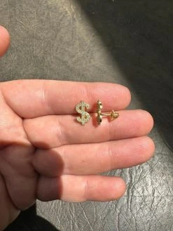 MOISSANITE 925 Silver 14k Gold Plated Men Ladies Dollar Sign $ Money Earrings 23 MOISSANITE 925 Silver 14k Gold Plated Men Ladies Dollar Sign $ Money Earrings -Harlem Bling Shop harlembling moissanite 925 silver 14k gold plated men ladies dollar sign dollar money earrings 68196.1683751918