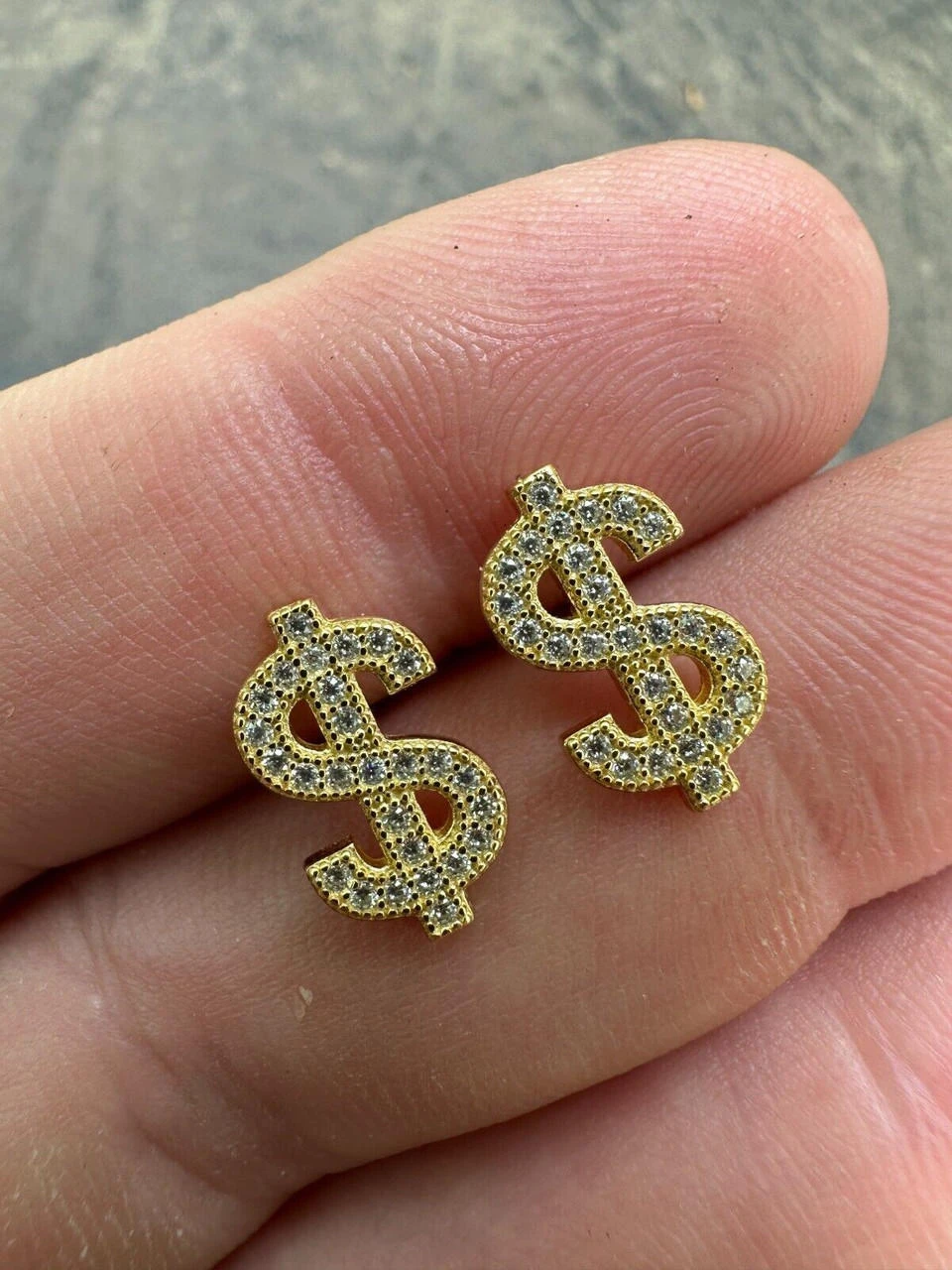 MOISSANITE 925 Silver 14k Gold Plated Men Ladies Dollar Sign $ Money Earrings 11 MOISSANITE 925 Silver 14k Gold Plated Men Ladies Dollar Sign $ Money Earrings - Image 9