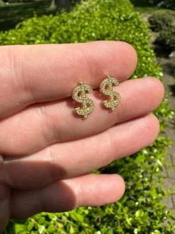 MOISSANITE 925 Silver 14k Gold Plated Men Ladies Dollar Sign $ Money Earrings 20 MOISSANITE 925 Silver 14k Gold Plated Men Ladies Dollar Sign $ Money Earrings -Harlem Bling Shop harlembling moissanite 925 silver 14k gold plated men ladies dollar sign dollar money earrings 89460.1683752076
