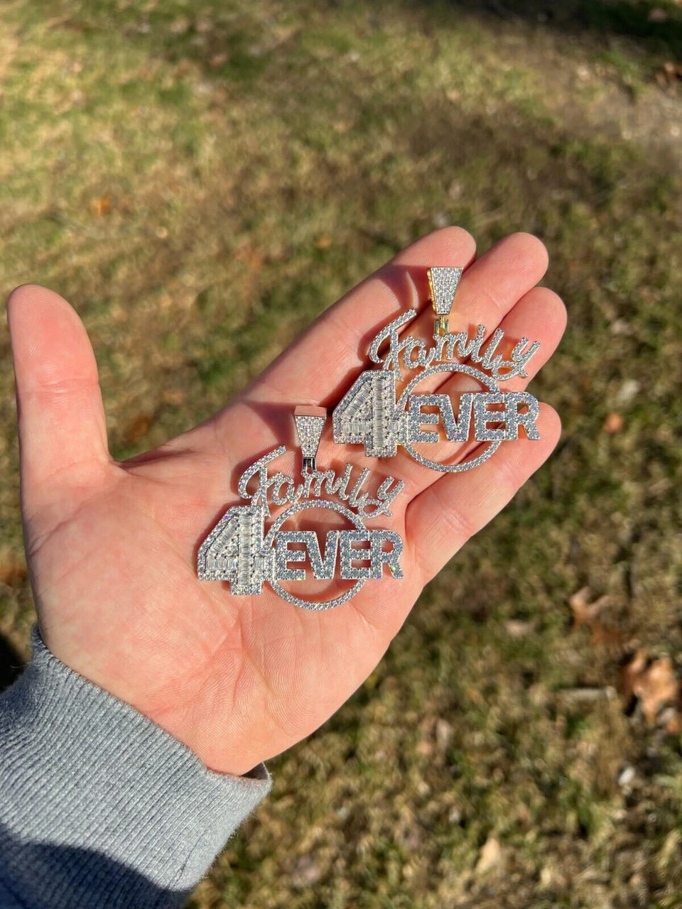 MOISSANITE 925 Silver / Gold Family Forever 4EVER Iced Hip Hop Necklace Pendant 14 MOISSANITE 925 Silver / Gold Family Forever 4EVER Iced Hip Hop Necklace Pendant - Image 12