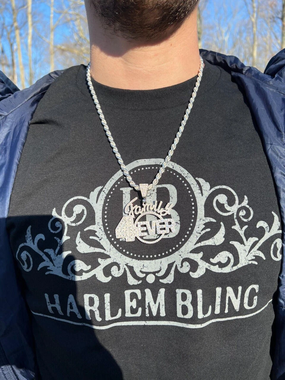 MOISSANITE 925 Silver / Gold Family Forever 4EVER Iced Hip Hop Necklace Pendant 5 MOISSANITE 925 Silver / Gold Family Forever 4EVER Iced Hip Hop Necklace Pendant - Image 3