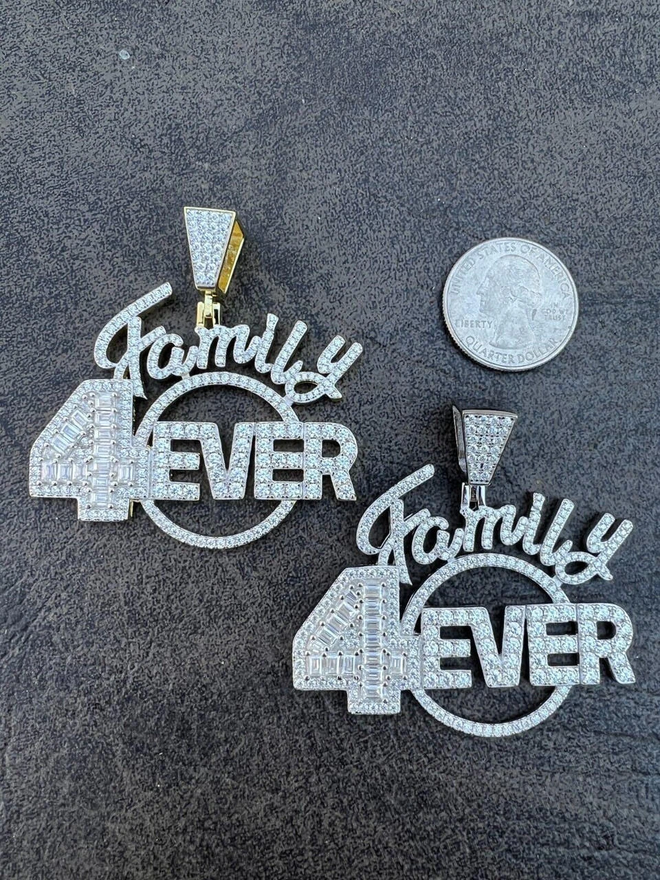 MOISSANITE 925 Silver / Gold Family Forever 4EVER Iced Hip Hop Necklace Pendant 10 MOISSANITE 925 Silver / Gold Family Forever 4EVER Iced Hip Hop Necklace Pendant - Image 8