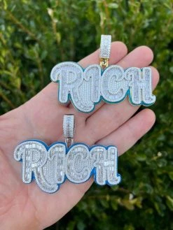 MOISSANITE 925 Silver / Gold Plated Iced Baguette Hip Hop RICH Necklace Pendant 31 MOISSANITE 925 Silver / Gold Plated Iced Baguette Hip Hop RICH Necklace Pendant -Harlem Bling Shop harlembling moissanite 925 silver gold plated iced baguette hip hop rich necklace pendant 29511.1675274109