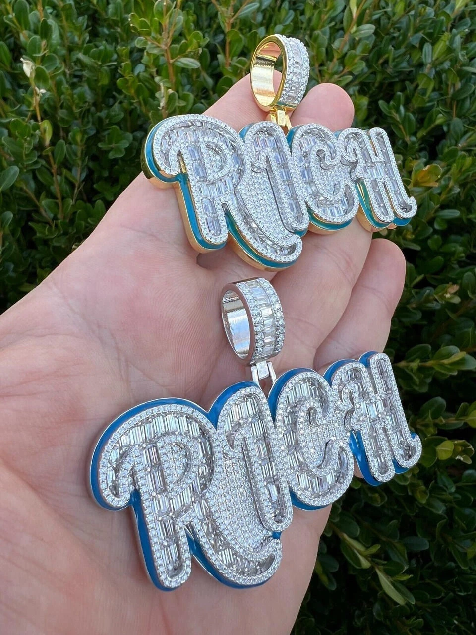 MOISSANITE 925 Silver / Gold Plated Iced Baguette Hip Hop RICH Necklace Pendant 16 MOISSANITE 925 Silver / Gold Plated Iced Baguette Hip Hop RICH Necklace Pendant - Image 14