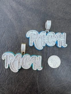 MOISSANITE 925 Silver / Gold Plated Iced Baguette Hip Hop RICH Necklace Pendant 28 MOISSANITE 925 Silver / Gold Plated Iced Baguette Hip Hop RICH Necklace Pendant -Harlem Bling Shop harlembling moissanite 925 silver gold plated iced baguette hip hop rich necklace pendant 59136.1675274136