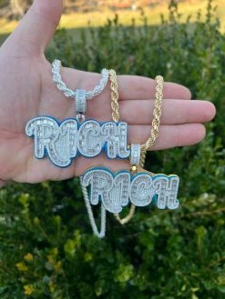 MOISSANITE 925 Silver / Gold Plated Iced Baguette Hip Hop RICH Necklace Pendant 35 MOISSANITE 925 Silver / Gold Plated Iced Baguette Hip Hop RICH Necklace Pendant -Harlem Bling Shop harlembling moissanite 925 silver gold plated iced baguette hip hop rich necklace pendant 88881.1675274064