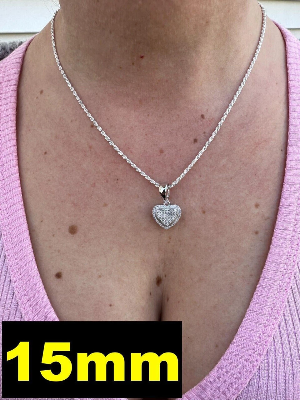 MOISSANITE 925 Silver Iced Small Ladies Heart Shaped Love Pendant Necklace Charm 6 MOISSANITE 925 Silver Iced Small Ladies Heart Shaped Love Pendant Necklace Charm - Image 4