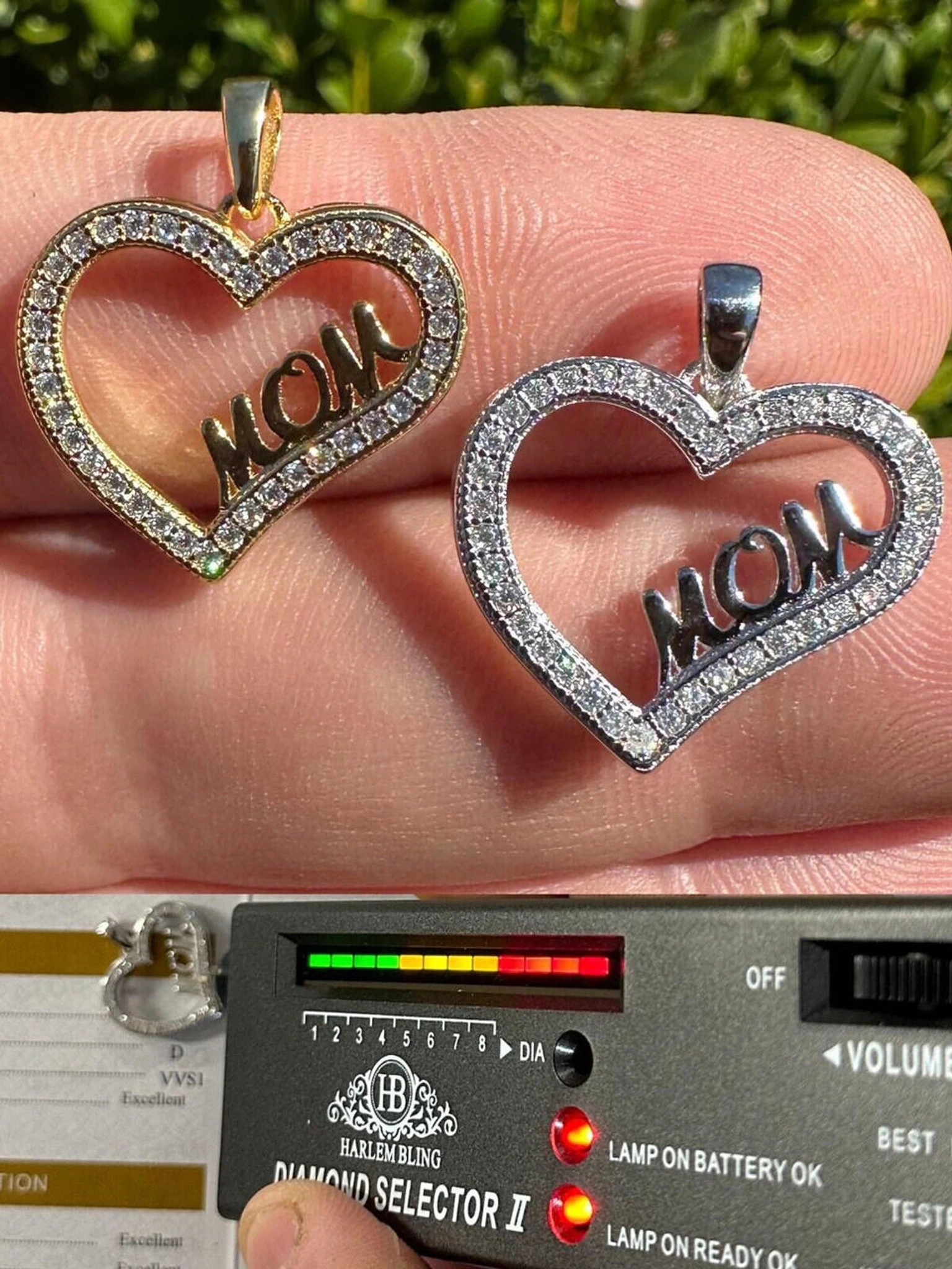 MOISSANITE 925 Silver/Gold Iced Mom Heart Shape Love Mother Day Pendant Necklace 3 MOISSANITE 925 Silver/Gold Iced Mom Heart Shape Love Mother Day Pendant Necklace