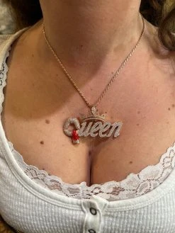 MOISSANITE 925 Silver/Gold/Rose Iced Queen W. Crown & Lipstick Pendant Necklace 22 MOISSANITE 925 Silver/Gold/Rose Iced Queen W. Crown & Lipstick Pendant Necklace -Harlem Bling Shop harlembling moissanite 925 silvergoldrose iced queen w crown and lipstick pendant necklace 20608.1674841617