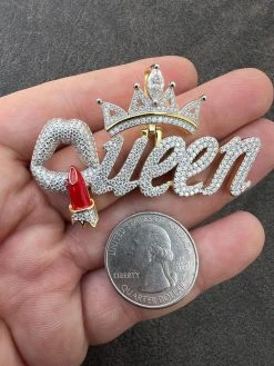 MOISSANITE 925 Silver/Gold/Rose Iced Queen W. Crown & Lipstick Pendant Necklace 26 MOISSANITE 925 Silver/Gold/Rose Iced Queen W. Crown & Lipstick Pendant Necklace -Harlem Bling Shop harlembling moissanite 925 silvergoldrose iced queen w crown and lipstick pendant necklace 38511.1674841990
