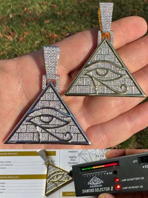 MOISSANITE All Seeing Illuminati Eye Masonic Pyramid Medallion Necklace Silver 4 MOISSANITE All Seeing Illuminati Eye Masonic Pyramid Medallion Necklace Silver -Harlem Bling Shop harlembling moissanite all seeing illuminati eye masonic pyramid medallion necklace silver 14575.1702702686