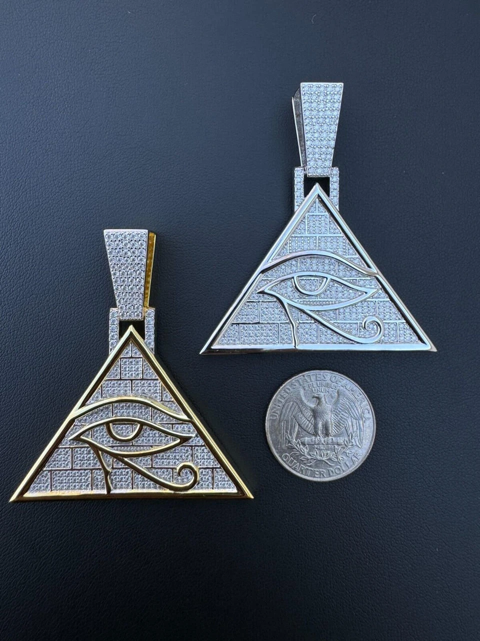 MOISSANITE All Seeing Illuminati Eye Masonic Pyramid Medallion Necklace Silver 9 MOISSANITE All Seeing Illuminati Eye Masonic Pyramid Medallion Necklace Silver - Image 7