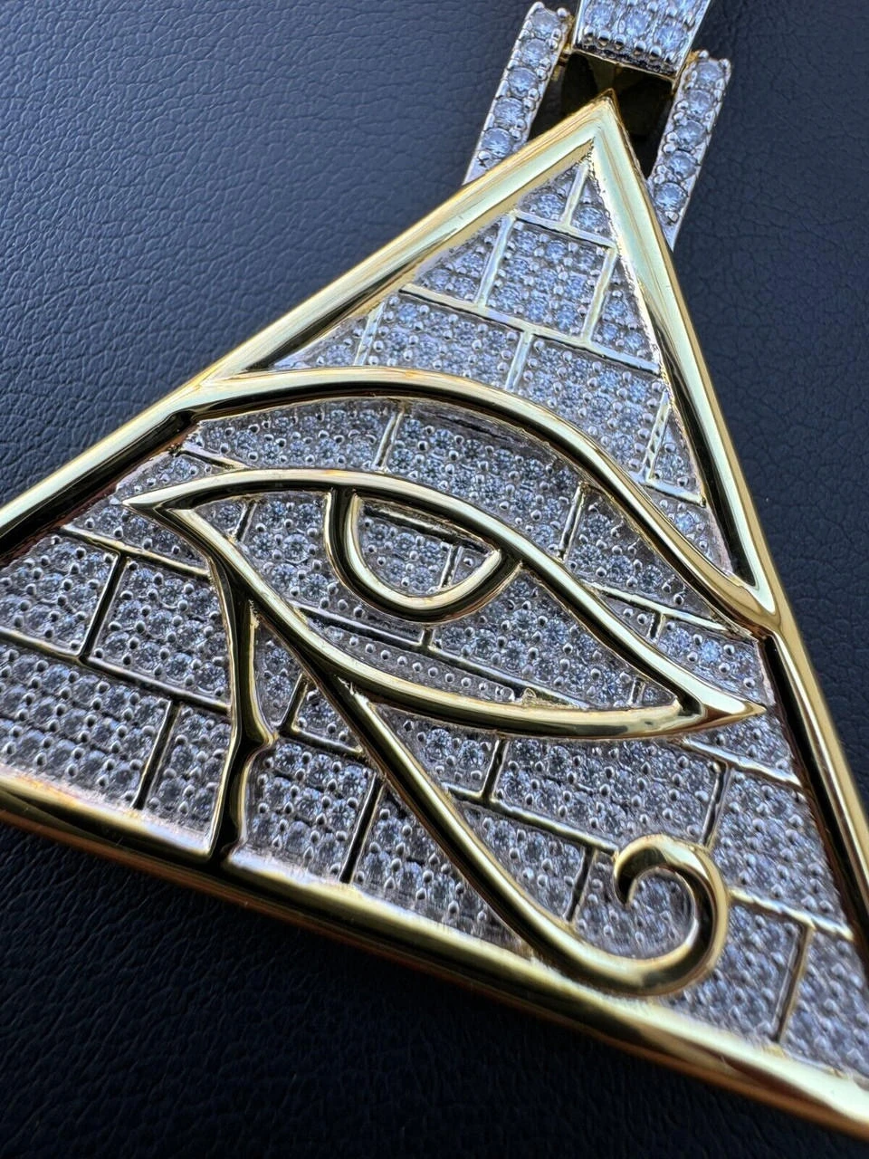MOISSANITE All Seeing Illuminati Eye Masonic Pyramid Medallion Necklace Silver 7 MOISSANITE All Seeing Illuminati Eye Masonic Pyramid Medallion Necklace Silver - Image 5
