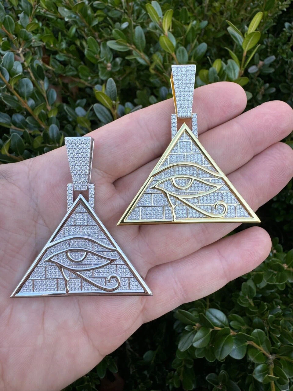 MOISSANITE All Seeing Illuminati Eye Masonic Pyramid Medallion Necklace Silver 13 MOISSANITE All Seeing Illuminati Eye Masonic Pyramid Medallion Necklace Silver - Image 11