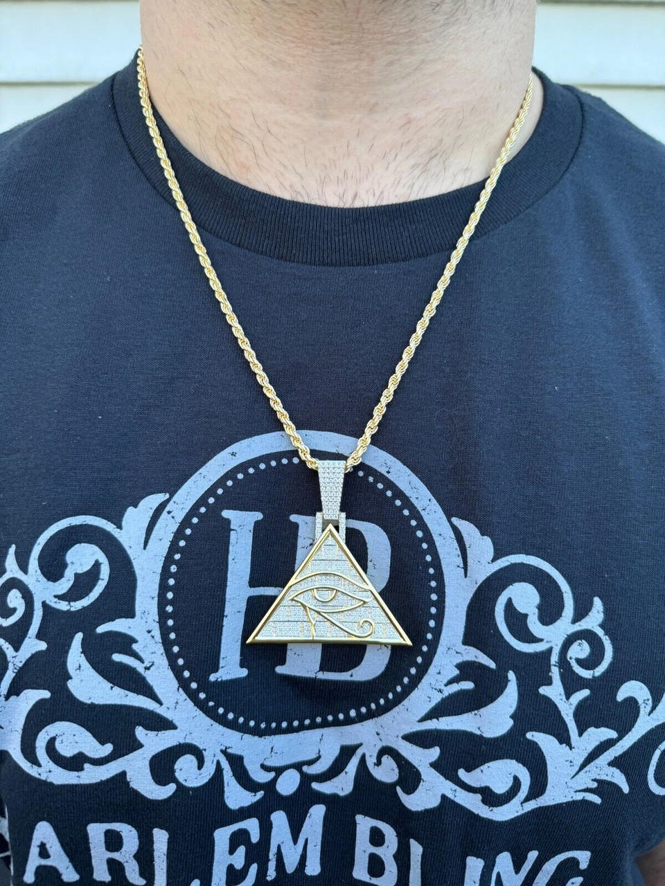 MOISSANITE All Seeing Illuminati Eye Masonic Pyramid Medallion Necklace Silver 8 MOISSANITE All Seeing Illuminati Eye Masonic Pyramid Medallion Necklace Silver - Image 6