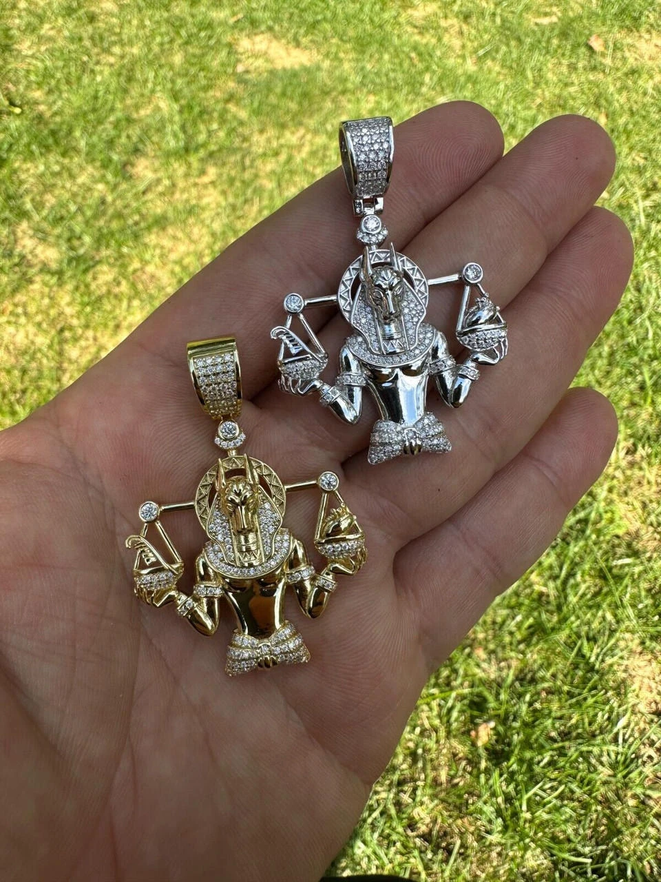 MOISSANITE Anubis Pendant Real 925 Silver / Gold Iced Egyptian Pharoah Necklace 8 MOISSANITE Anubis Pendant Real 925 Silver / Gold Iced Egyptian Pharoah Necklace - Image 6