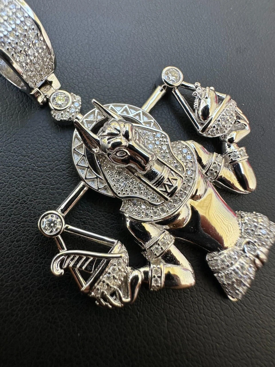 MOISSANITE Anubis Pendant Real 925 Silver / Gold Iced Egyptian Pharoah Necklace 15 MOISSANITE Anubis Pendant Real 925 Silver / Gold Iced Egyptian Pharoah Necklace - Image 13