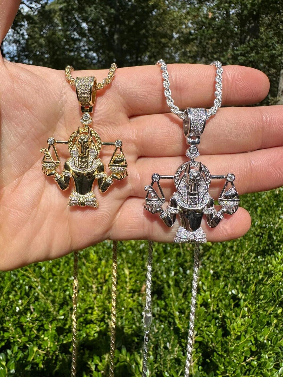 MOISSANITE Anubis Pendant Real 925 Silver / Gold Iced Egyptian Pharoah Necklace 4 MOISSANITE Anubis Pendant Real 925 Silver / Gold Iced Egyptian Pharoah Necklace - Image 2