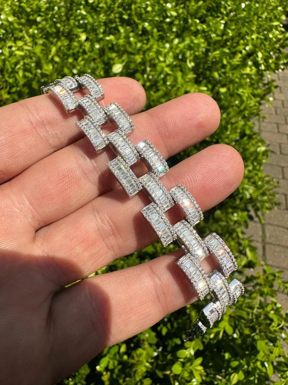 MOISSANITE Baguette 14mm Mens Iced Panther Link Presidential Bracelet Hip Hop 12 MOISSANITE Baguette 14mm Mens Iced Panther Link Presidential Bracelet Hip Hop - Image 10