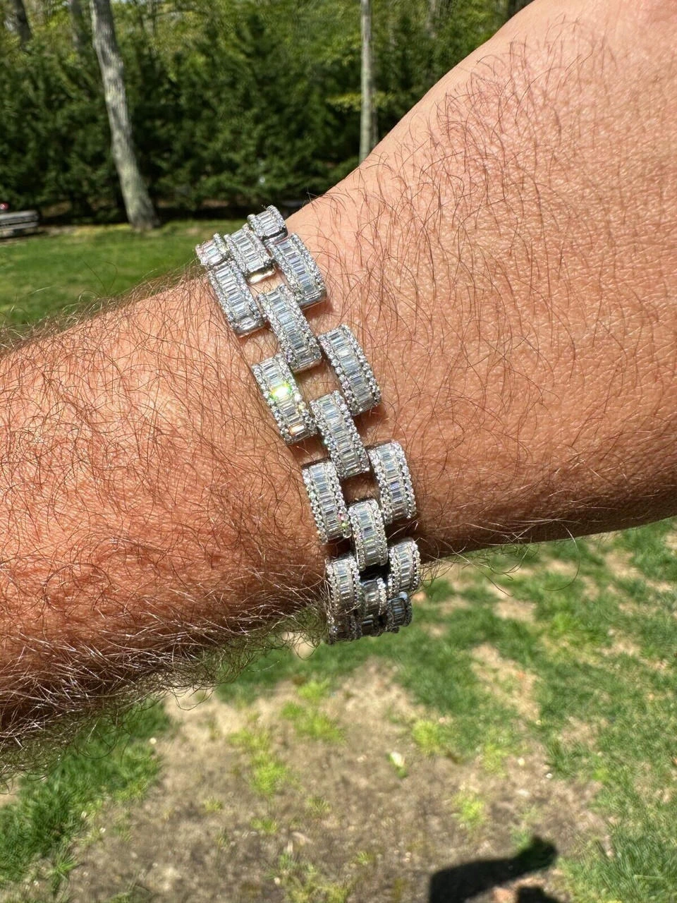 MOISSANITE Baguette 14mm Mens Iced Panther Link Presidential Bracelet Hip Hop 4 MOISSANITE Baguette 14mm Mens Iced Panther Link Presidential Bracelet Hip Hop - Image 2