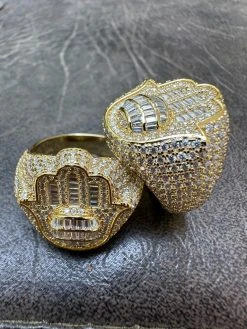 MOISSANITE Baguette Hamsa Ring Mens 14k Gold Plated Solid 925 Silver Iced HipHop 30 MOISSANITE Baguette Hamsa Ring Mens 14k Gold Plated Solid 925 Silver Iced HipHop -Harlem Bling Shop harlembling moissanite baguette hamsa ring mens 14k gold plated solid 925 silver iced hiphop 16116.1685655491