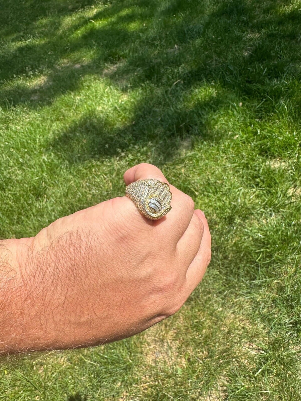 MOISSANITE Baguette Hamsa Ring Mens 14k Gold Plated Solid 925 Silver Iced HipHop 16 MOISSANITE Baguette Hamsa Ring Mens 14k Gold Plated Solid 925 Silver Iced HipHop - Image 14