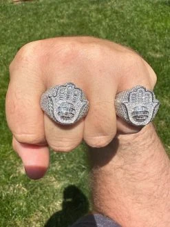 MOISSANITE Baguette Hamsa Ring Men's Solid 925 Silver Passes Tester Iced Hip Hop -Harlem Bling Shop harlembling moissanite baguette hamsa ring mens solid 925 silver passes tester iced hip hop 03932.1685655501