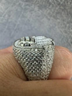 MOISSANITE Baguette Hamsa Ring Men's Solid 925 Silver Passes Tester Iced Hip Hop -Harlem Bling Shop harlembling moissanite baguette hamsa ring mens solid 925 silver passes tester iced hip hop 29643.1685655559