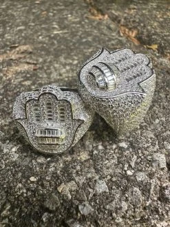 MOISSANITE Baguette Hamsa Ring Men's Solid 925 Silver Passes Tester Iced Hip Hop -Harlem Bling Shop harlembling moissanite baguette hamsa ring mens solid 925 silver passes tester iced hip hop 68434.1685655499