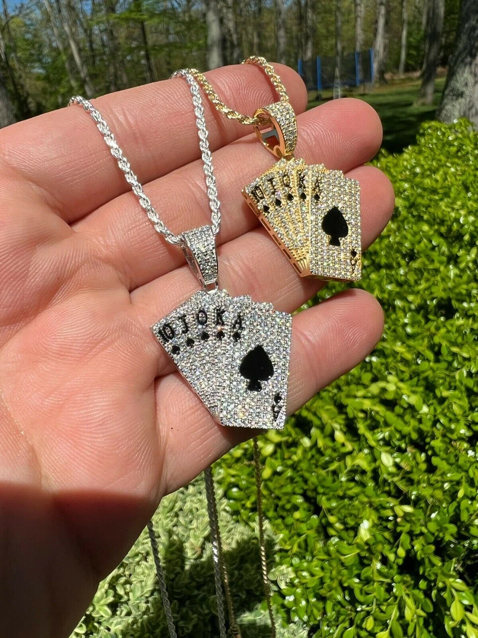 Moissanite Cards Poker Deck Royal Flush Ace Pendant Necklace Pass Diamond Tester 4 Moissanite Cards Poker Deck Royal Flush Ace Pendant Necklace Pass Diamond Tester - Image 2