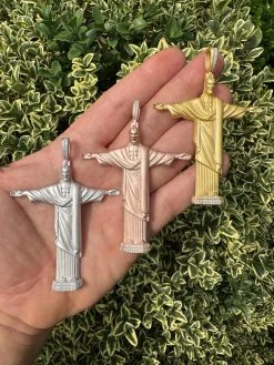 MOISSANITE Christ The Redeemer 925 Silver/ Yellow Rose Gold Necklace Jesus Piece 40 MOISSANITE Christ The Redeemer 925 Silver/ Yellow Rose Gold Necklace Jesus Piece -Harlem Bling Shop harlembling moissanite christ the redeemer 925 silver yellow rose gold necklace jesus piece 44561.1688858231