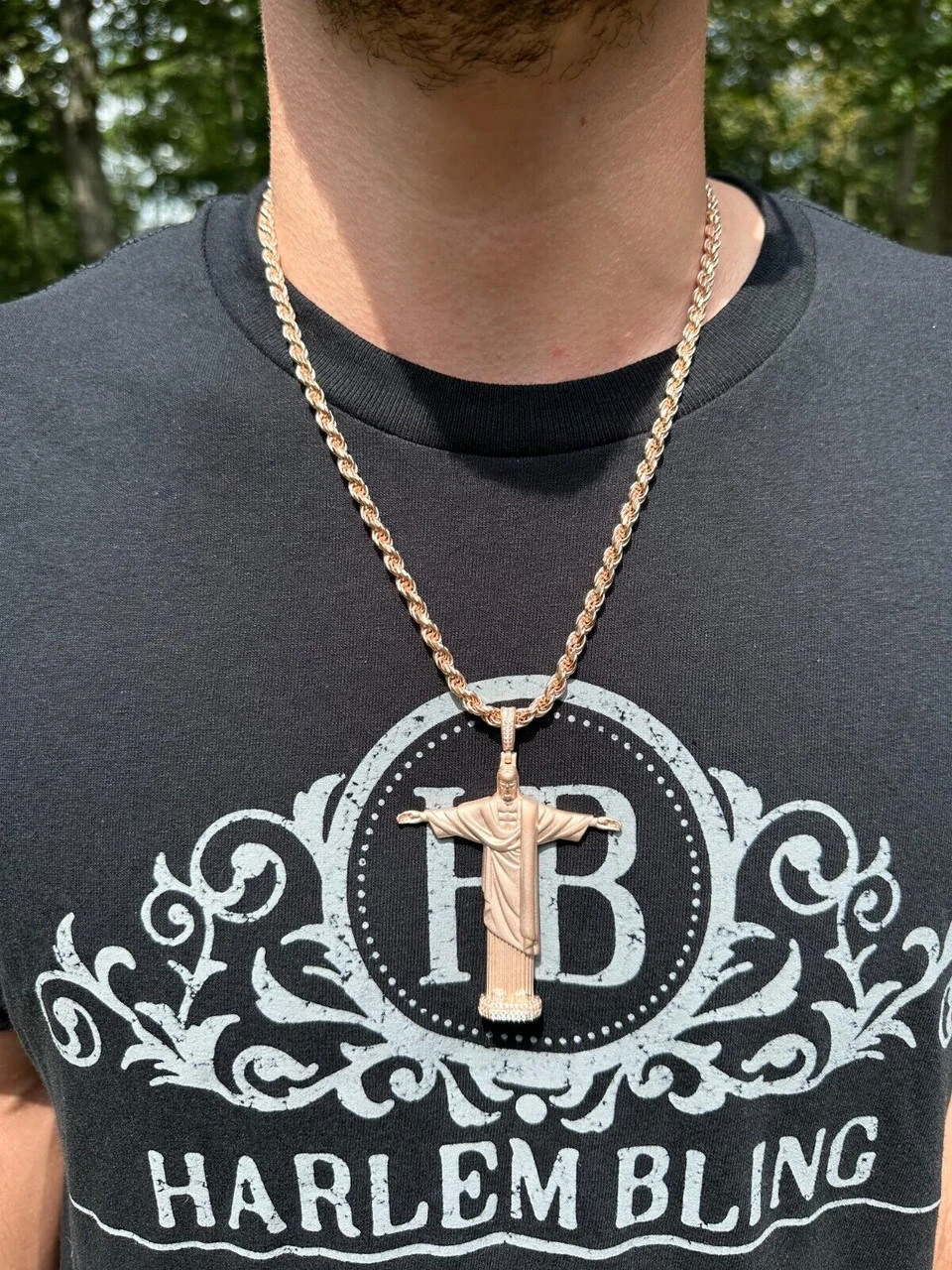 MOISSANITE Christ The Redeemer 925 Silver/ Yellow Rose Gold Necklace Jesus Piece 8 MOISSANITE Christ The Redeemer 925 Silver/ Yellow Rose Gold Necklace Jesus Piece - Image 6