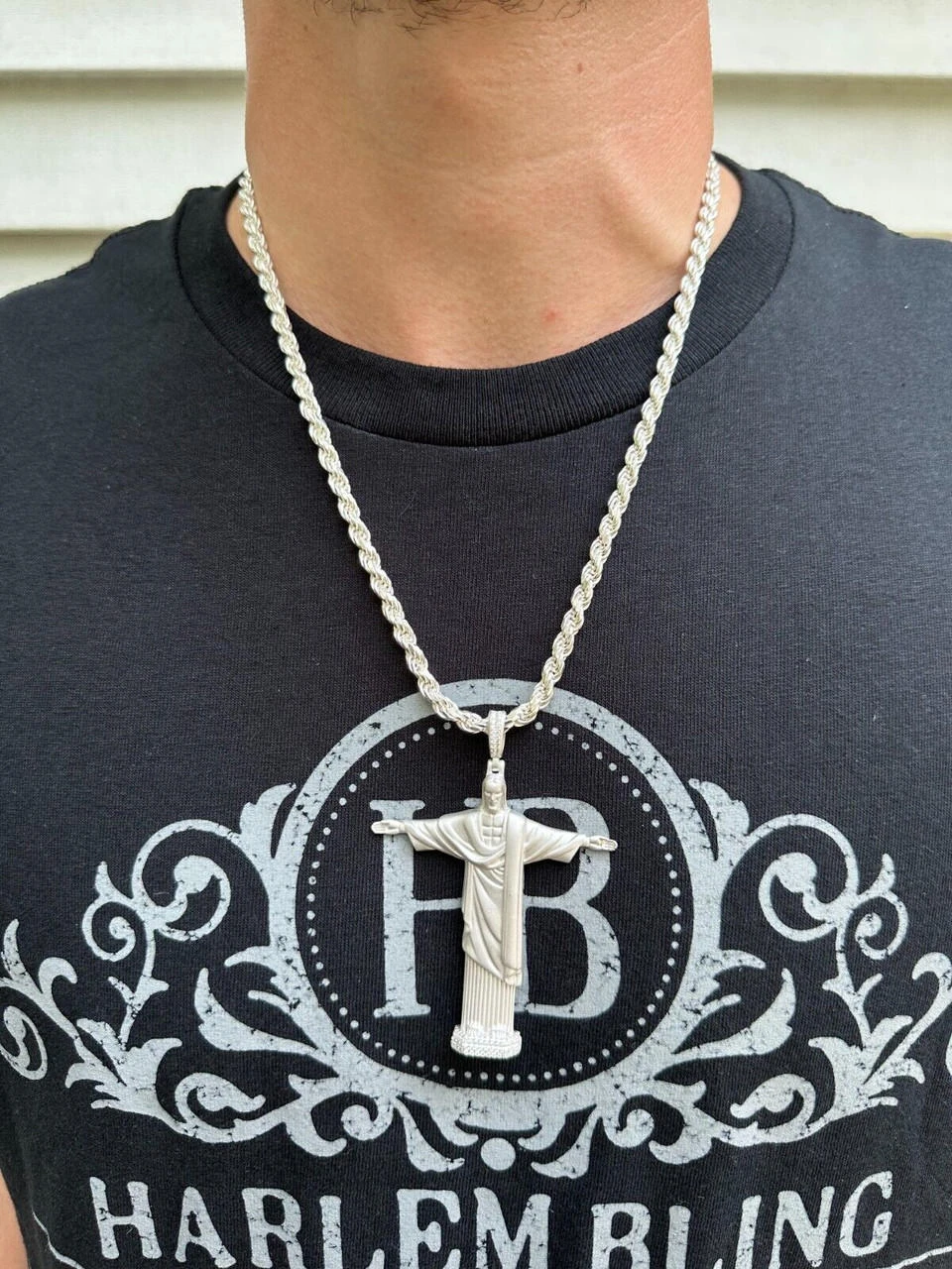 MOISSANITE Christ The Redeemer 925 Silver/ Yellow Rose Gold Necklace Jesus Piece 16 MOISSANITE Christ The Redeemer 925 Silver/ Yellow Rose Gold Necklace Jesus Piece - Image 14